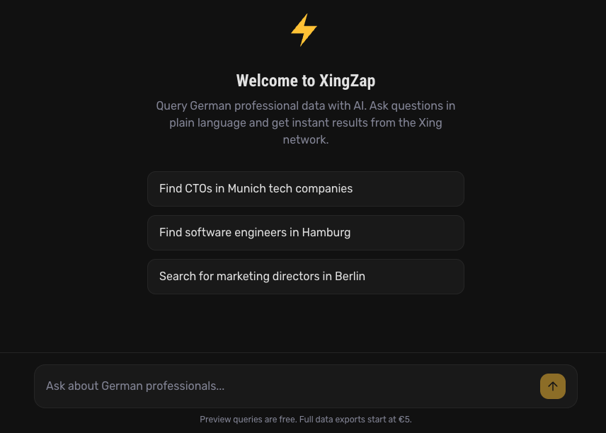 New XingZap chat interface