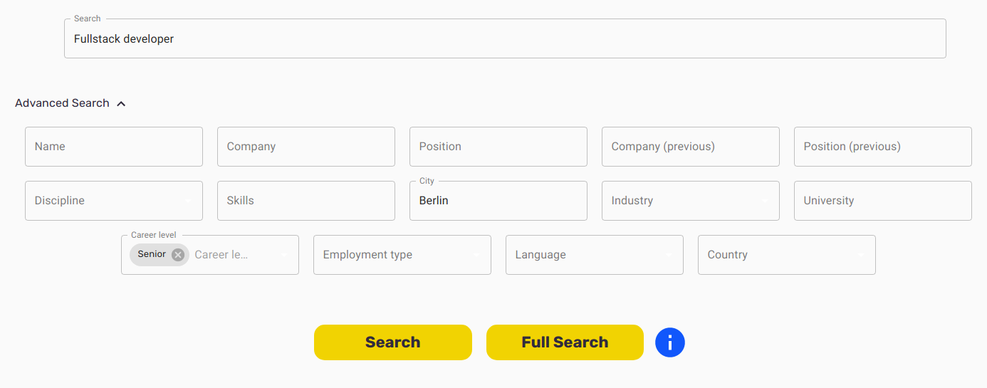 Old XingZap filter interface